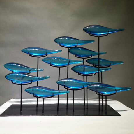 最新透明树脂抽象鱼摆件 软装家居饰品雕塑桌面摆件 酒店会所摆件