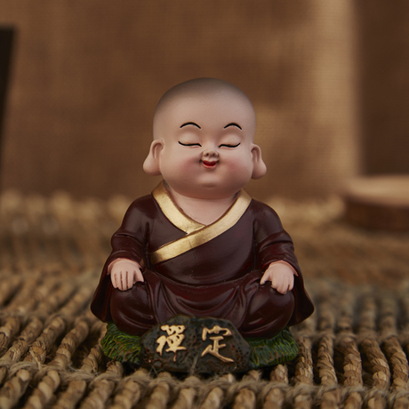 妙工坊 创意小沙弥摆件 可爱小和尚办公室桌面装饰品摆设工艺礼品