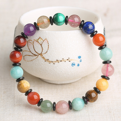 【天天特价】天然玛瑙水晶多宝圆珠手串招桃花转运旺桃花手链女