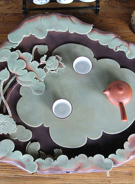 天然晶墨玉茶盘 个性艺术设计 手工雕刻石茶盘 特价限时包邮