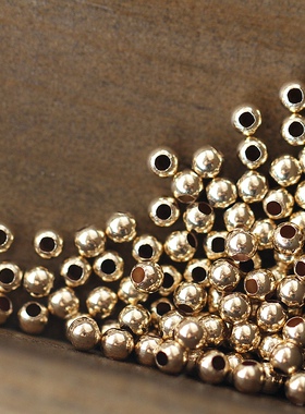 特惠不包邮美国进口14k包金配件硅胶调节圆珠滑珠光面珠 diy配件