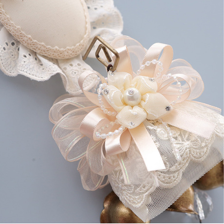 韩国代购 蕾丝装饰小铃铛 蕾丝门铃 可爱风铃挂件 米色铜铃