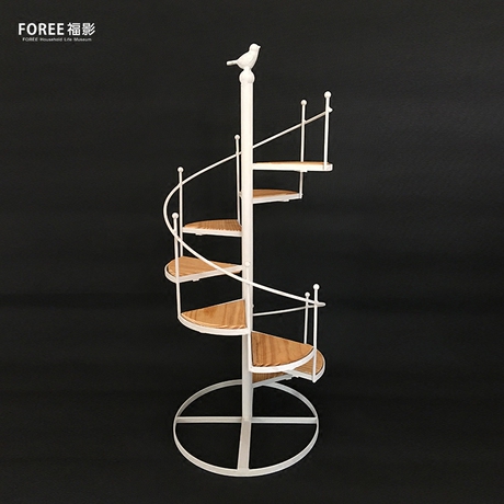 【注意尺寸】铸铁早安小鸟旋转楼梯展示架 8层旋转楼梯花架置物架