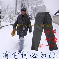 Мужские зимние штаны, удерживающий тепло шерстяной мотоцикл, из натуральной кожи