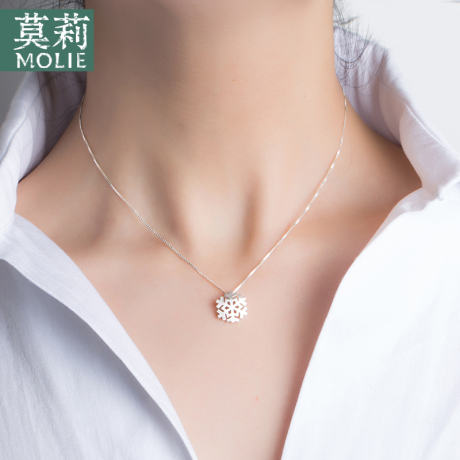 00 molie/莫莉项链设计师原创素雪花锁骨链女s925银手工简约首饰银饰