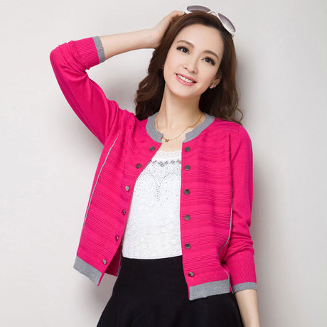 新款针织衫女修身开衫zzs短款女士秋衣外套女式长袖春秋毛衣单件