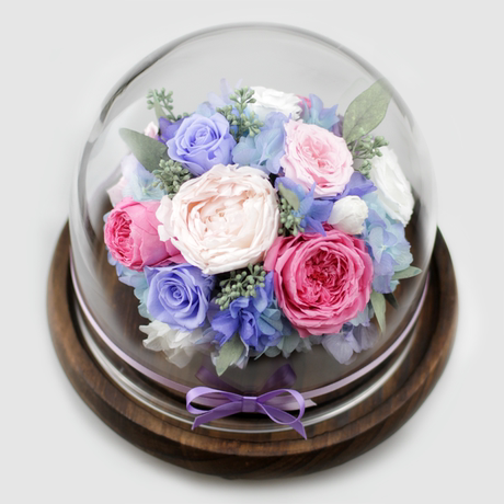 高端进口永生花玻璃罩花艺插花摆件永不凋谢保鲜花生日结婚礼物