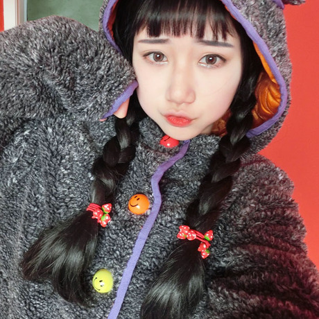 独家vintage古着日系原宿软妹熊耳朵尾巴可爱笑脸毛毛棉上衣外套