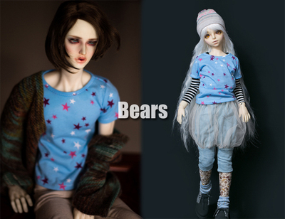 taobao agent ◆ Bears ◆ BJD baby clothing A142 Blue Star Short -sleeved T -shirt Special offer!1/4 & 1/3 & Uncle