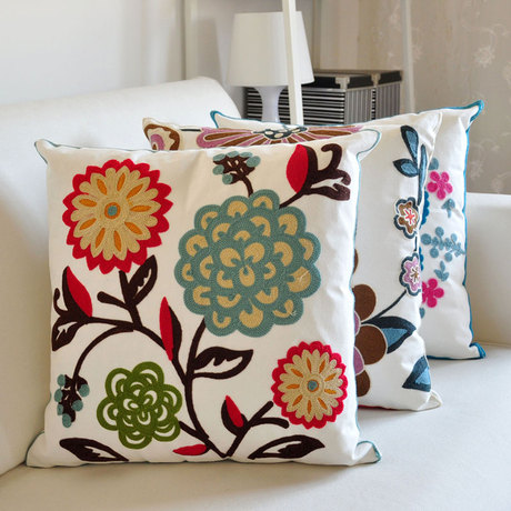 米乐 加厚棉质刺绣抱枕靠垫名族风绣花欧式抱枕沙发靠垫靠枕枕头