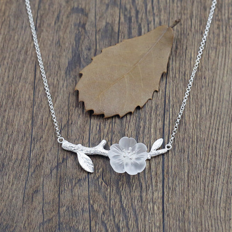 韩太太设计师银饰 唯美山荷叶s925纯银素银锁骨项链女 韩国项链