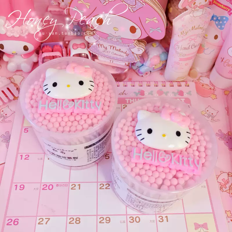 Hello Kitty, фуксиновый ватный тампон, впитывающийся вату, ватные диски, 200 штук