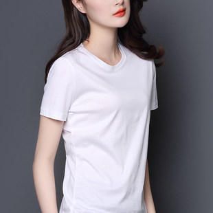 SKYINTL 新しいレディース tシャツ女性の夏ボトリングシャツ純粋な綿スリムトップシルケット綿半袖白 tシャツ女性のための