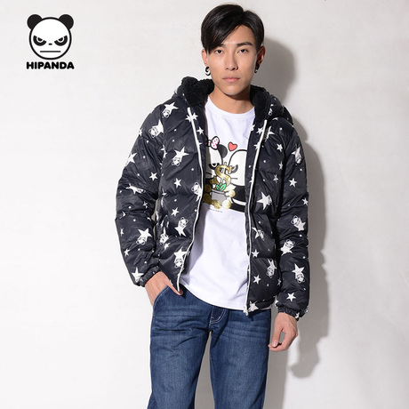 00       hipanda 设计潮牌 男款 星星系列 时尚拉链羽绒服 男装 外套