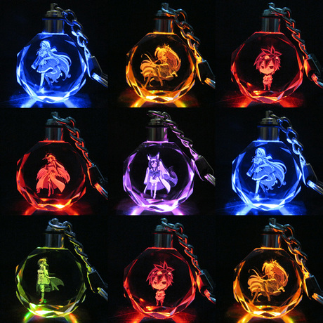 no game no life 游戏人生 空 吉普莉尔 q版人物七彩水晶发光挂件