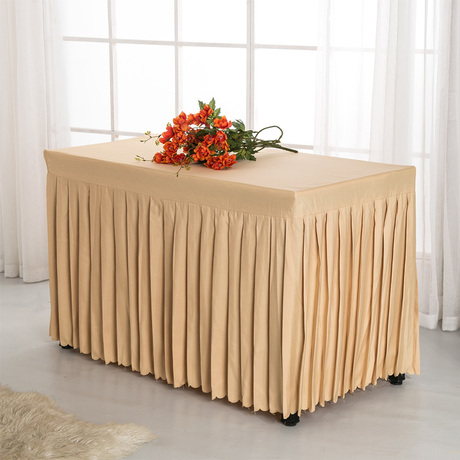 定制会议桌布桌裙婚庆培训展示台布酒店冷餐台裙加厚600d平纹