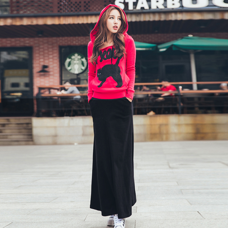 秋冬装韩版卫衣套装女装加厚加绒休闲时尚连衣裙长裙两件套显瘦潮