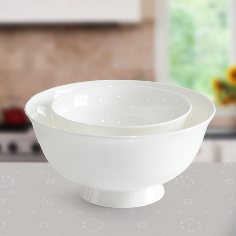 瑞玖创意纯白骨瓷4.5寸6寸高足碗高脚碗防烫骨质瓷餐具饭碗汤碗