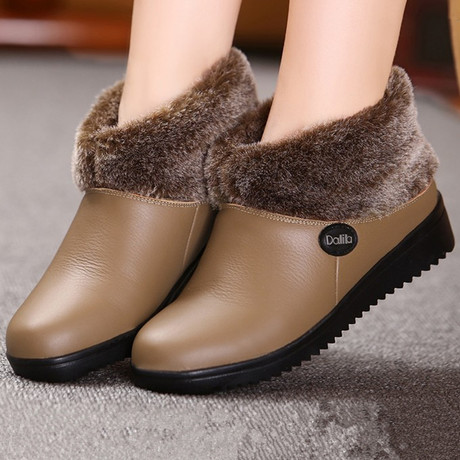 【真皮羊毛棉皮鞋】_妈妈棉鞋图片_中老年女士皮鞋价格_搭配分享 - 爱