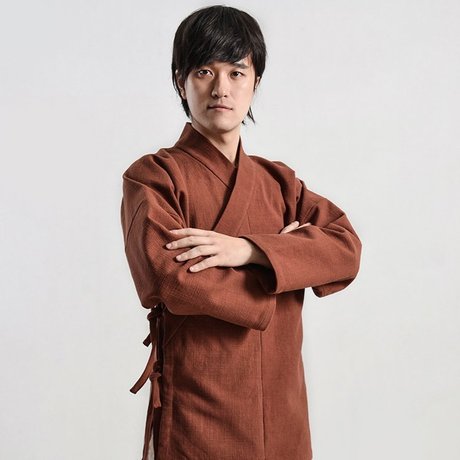 重华中国风佛教红棉麻宽松斜襟改良汉服短褐居士服禅修服茶服男款