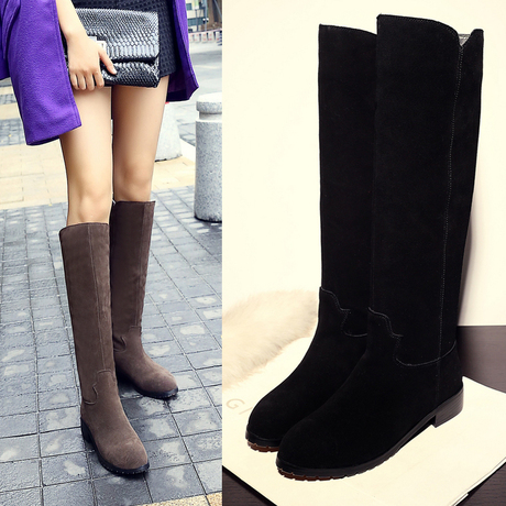 【平跟高筒靴】_牛皮高筒靴图片_平底高筒靴价格_搭配分享 - 爱逛街