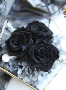 淑心花坊出口の自产玫瑰花头4-5纯黑の高逼格优质永生花diy单朵