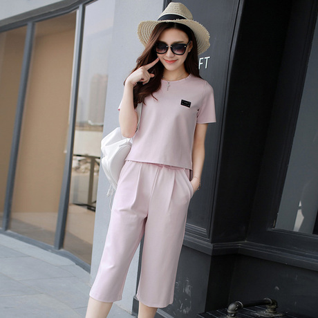 阔腿裤休闲时尚套装女显瘦修身高腰两件套裤装夏天女装韩版东大门