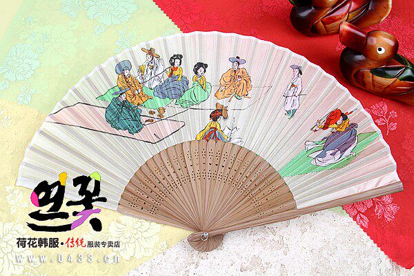 Импорт из южной кореи веер /Северная Корея семейный стиль Привязанность и народная таможня веер / мисс сложить веер / подлинный /H-P03986