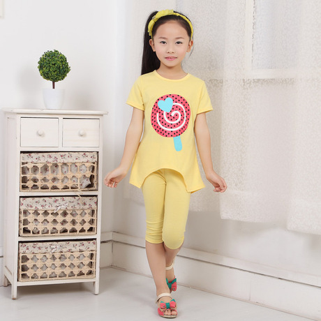 童装女童夏装2015儿童短袖运动两件套装小女孩夏季衣服中大童女装