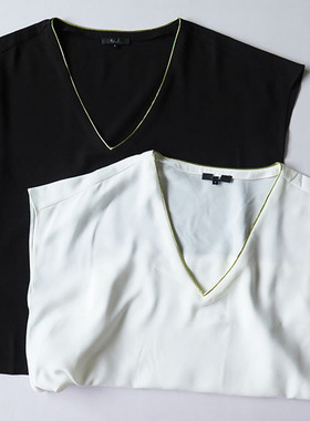 00       舌头***人掌   发布了  西班牙 金丝领圈v领衬衫上衣 外贸