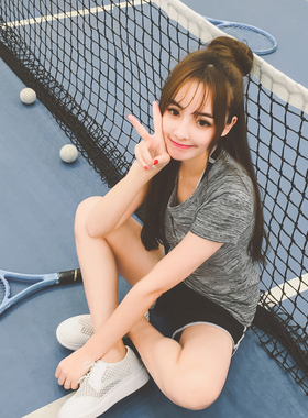 sherry小玉酱2016夏季新两件套套装 棉质圆领短袖t 运动短裤女