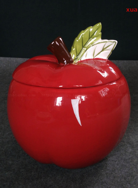 00       轩艺人生   发布了  欧美陶瓷苹果罐子 大号储物罐 平安寓意