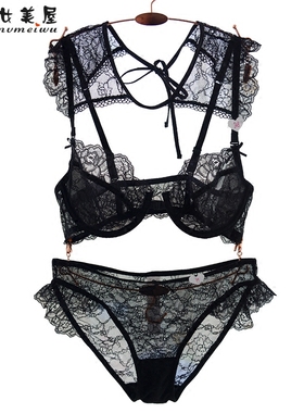 少女美屋内衣店性感蕾丝超薄款透明透视少女无