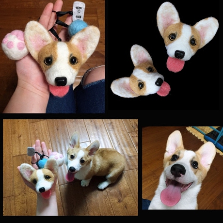 羊毛毡柯基犬钥匙扣挂件定制原创手工戳戳乐成品宠物钥匙圈胸针
