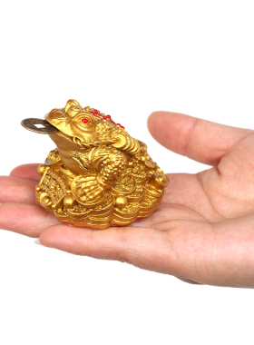 开光小号铜质金属金蟾摆件 招财辟邪化小人家居装饰品摆设工艺品