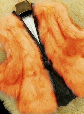 精致狐狸毛时尚淡雅色彩厚实全真皮毛狐狸毛皮草外套特价0717