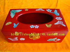 Коробка для салфеток 平遥推光漆器纸巾盒中秋节礼品中国红富贵蝴蝶飞飞百年好合礼品