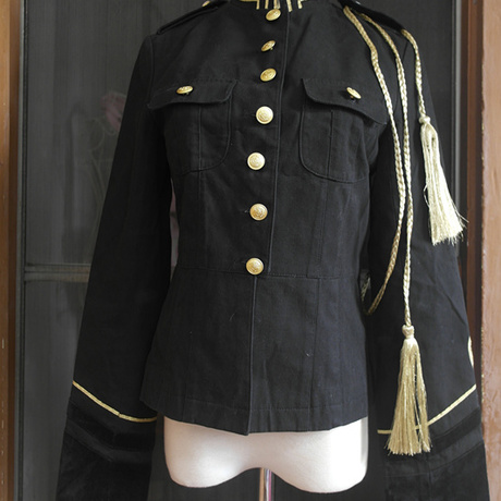 全新 外贸原单 vintage古着孤品 军装风立领金色丝线金扣流苏外套