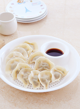 盛丰密胺饺子盘 沥水双层饺子盘高档仿瓷饺子盘多用盘果盘 9.5折