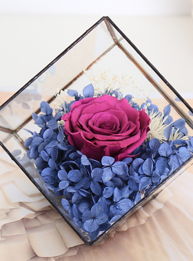 七彩玫瑰干花永生花礼盒送女友闺蜜生日表白创意礼物深圳七夕送花