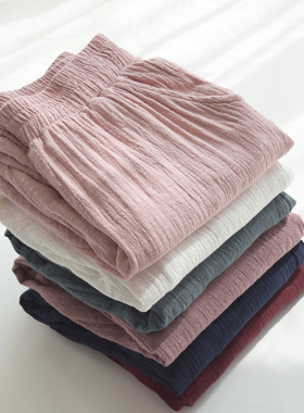 夏季中老年妈妈装棉麻裤子松紧裤九分裤女高腰