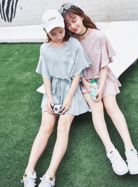 honey ks 2016韩版学院风姐妹闺蜜装夏季学生套装校服半身裙 t恤