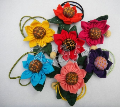 民族特色头饰扎花饰品*岚海轩手工布艺扎花{发圈}