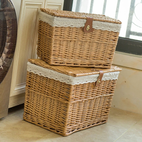 柳编衣服收纳箱 整理箱有盖特大号编织箱子 百纳储物箱田园无异味