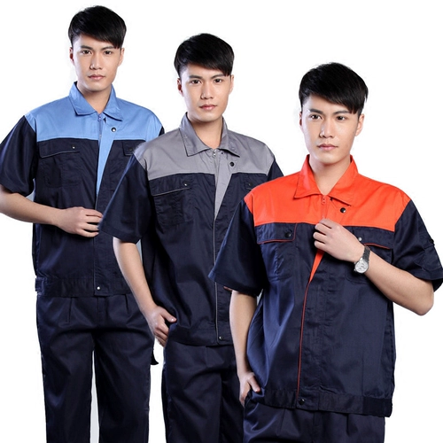 Лето короткие -Служба рабочей работы мужчин и женщин/фабрика, работники, набор/автоматическая услуга, полуоткрытая одежда страхования труда