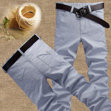 棉麻裤男秋季新款青年英伦直筒修身秋冬百搭男士休闲裤秋款长裤子