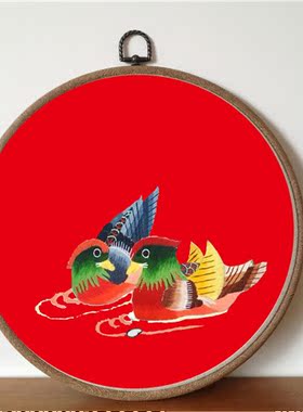 了  2件包邮刺绣苏绣diy针迹扫描手帕套件初学工具全送针迹稿鸳鸯图