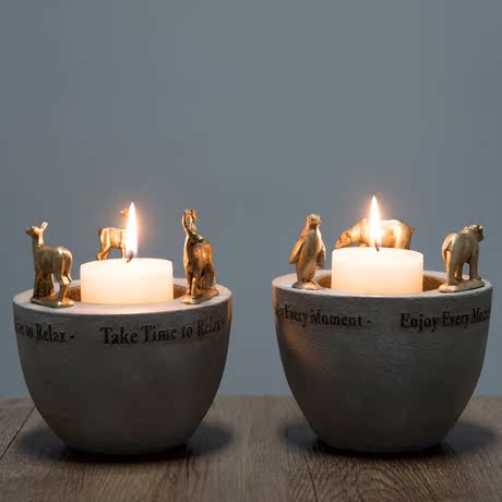 喜欢的宝贝 北欧简约美式法式乡村复古动物烛台摆件家居装饰品摆设