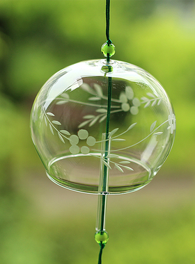 伊朵羽 礼品批发日式玻璃江户和风挂饰车饰门饰 雪冰晶江户小风铃