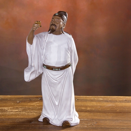 石湾陶瓷工艺品家居客厅书房创意人物摆件诗仙李白醉酒太白明月